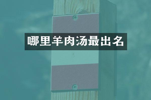 哪里羊肉汤最出名