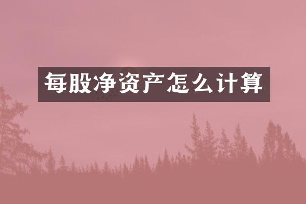 每股净资产怎么计算