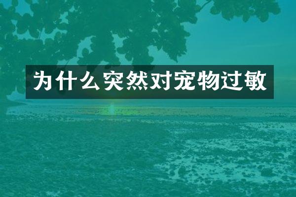 为什么突然对宠物过敏