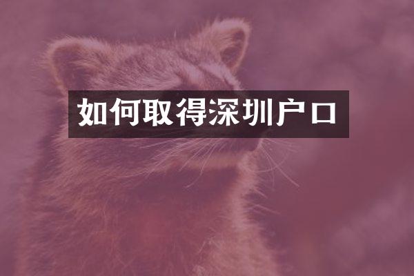如何取得深圳户口