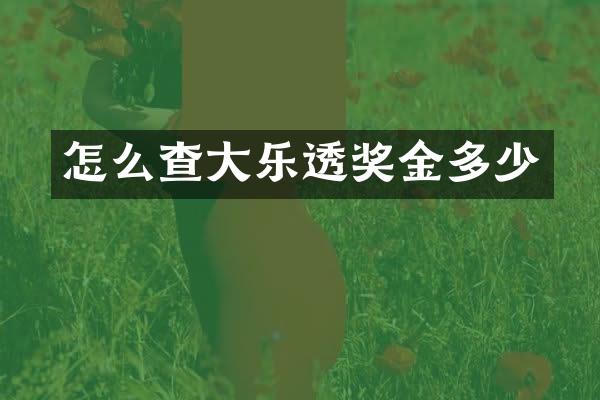 怎么查大奖金多少