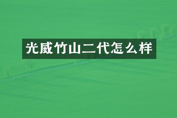 光威竹山二代怎么样