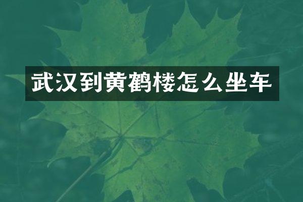 武汉到黄鹤楼怎么坐车
