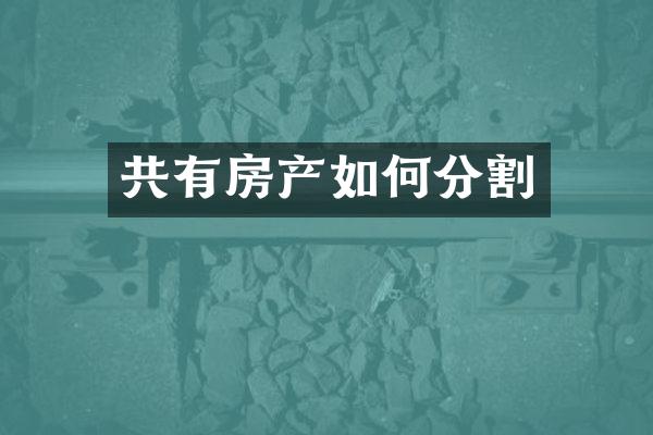 共有房产如何分割