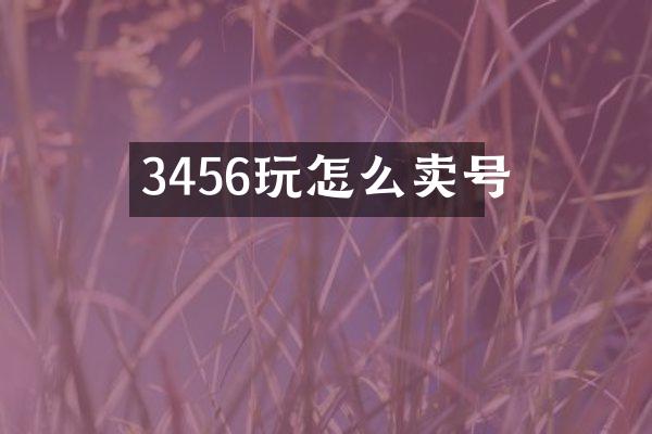 3456玩怎么卖号