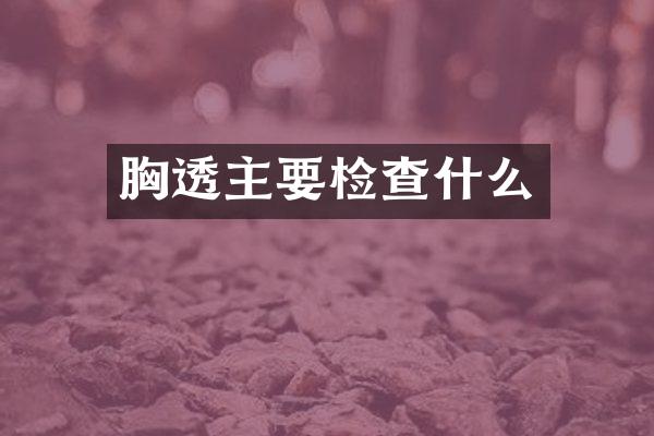 胸透主要检查什么