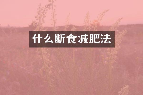 什么断食减肥法