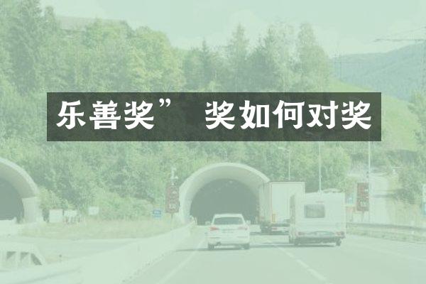 乐善奖” 奖如何对奖