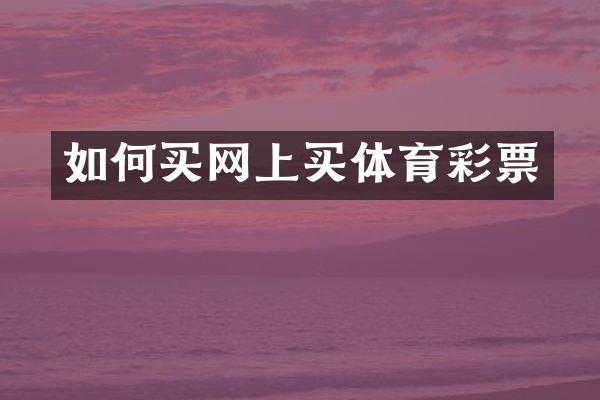 如何买网上买体育彩票