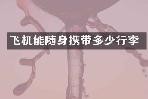 飞机能随身携带多少行李