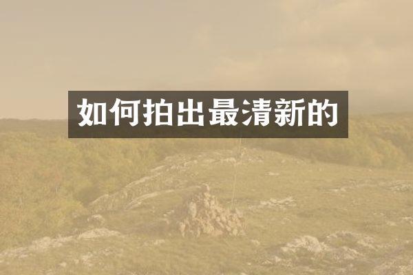 如何拍出最清新的
