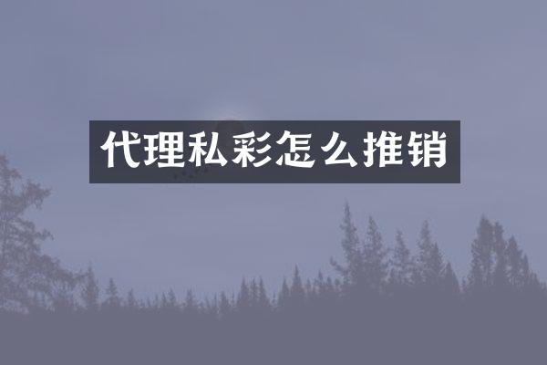 代理私彩怎么推销