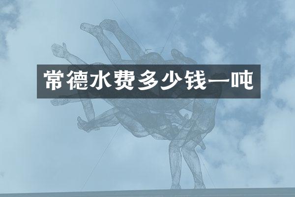 常德水费多少钱一吨