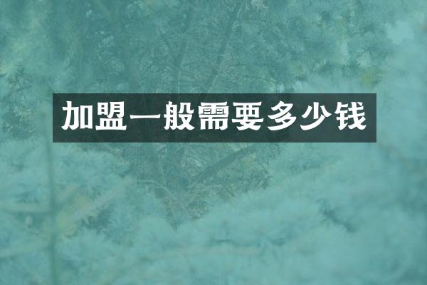 加盟一般需要多少钱