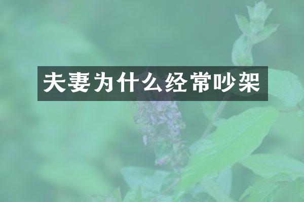 夫妻为什么经常吵架
