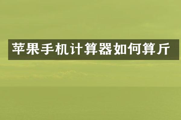 苹果手机计算器如何算斤