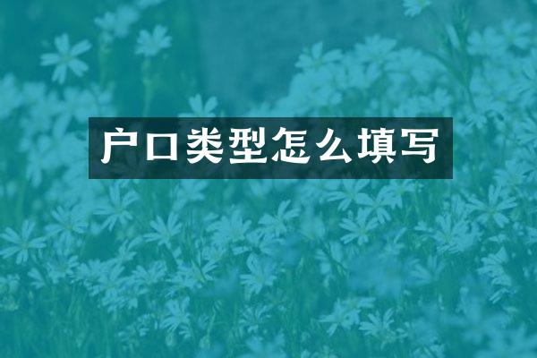 户口类型怎么填写