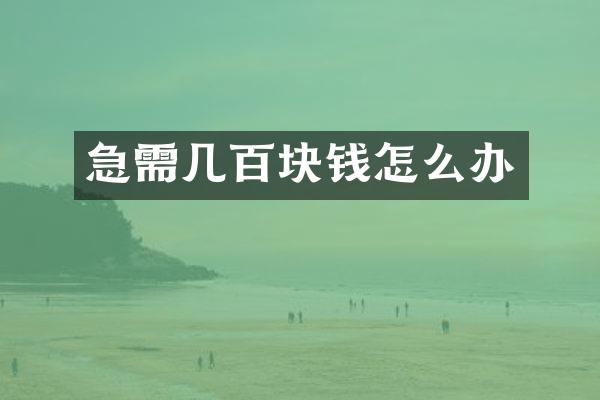 急需几百块钱怎么办