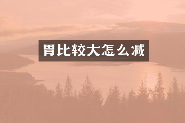 胃比较大怎么减