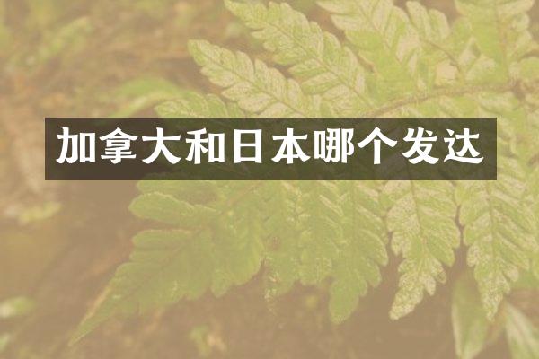 加拿大和日本哪个发达