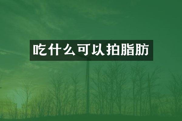 吃什么可以拍脂肪