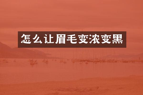 怎么让眉毛变浓变黑