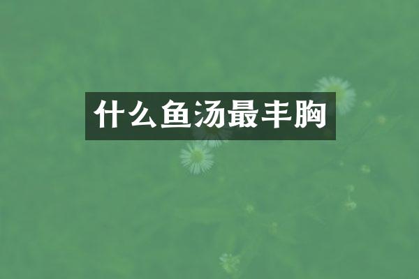 什么鱼汤最丰胸