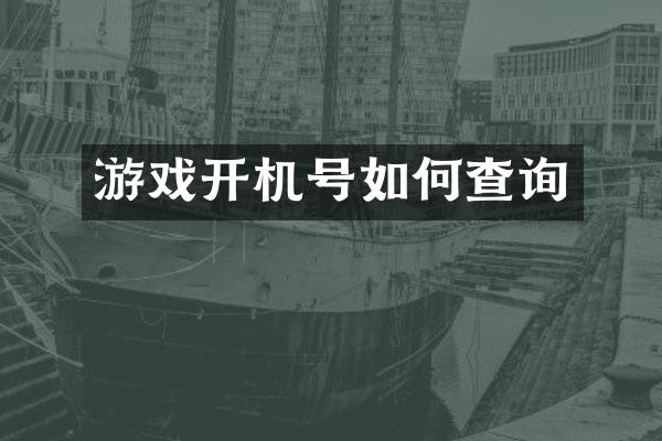 游戏开机号如何查询