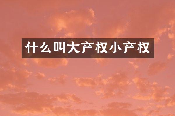 什么叫大产权小产权