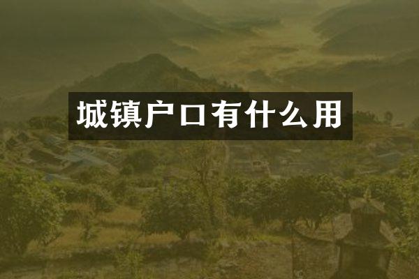 城镇户口有什么用