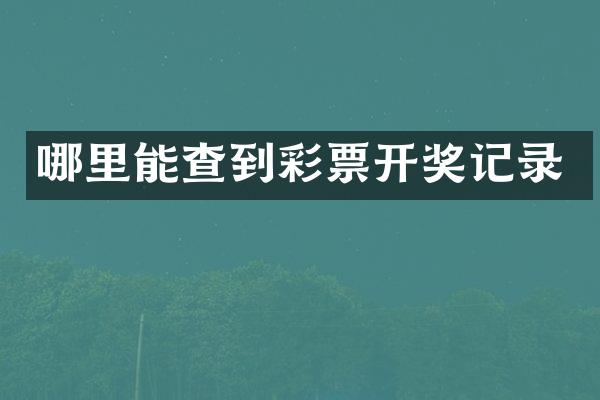 哪里能查到彩票开奖记录