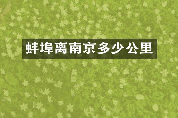 蚌埠离南京多少公里
