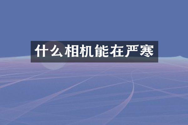 什么相机能在严寒
