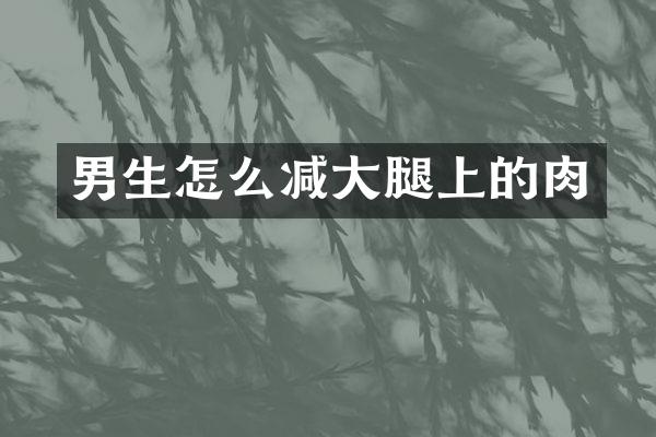 男生怎么减大腿上的肉