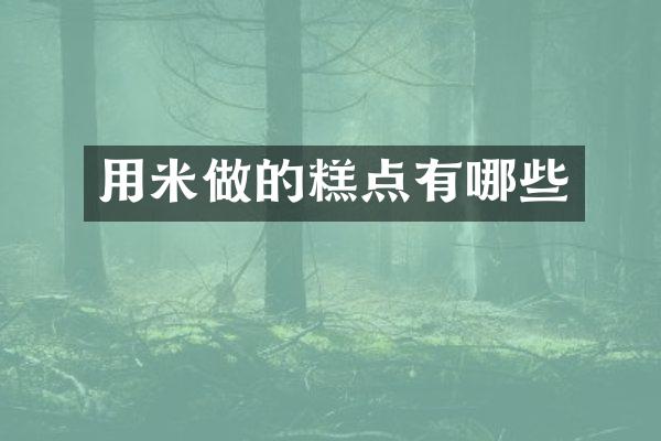 用米做的糕点有哪些