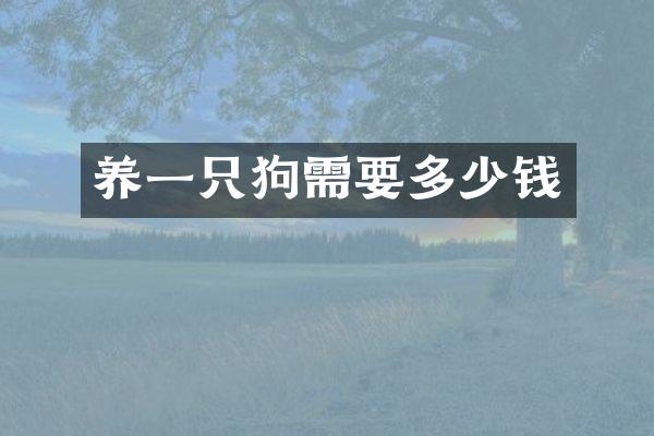 养一只狗需要多少钱