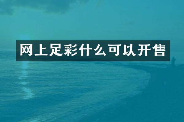 网上什么可以开售