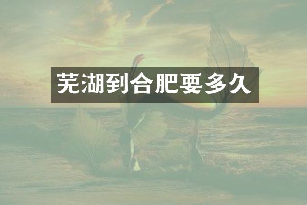 芜湖到合肥要多久