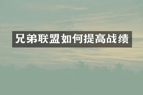 兄弟联盟如何提高战绩