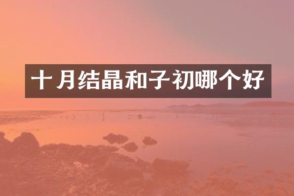 十月结晶和子初哪个好