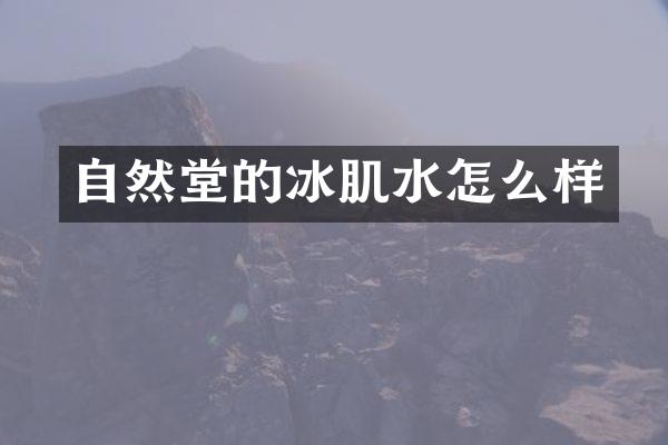 自然堂的冰肌水怎么样