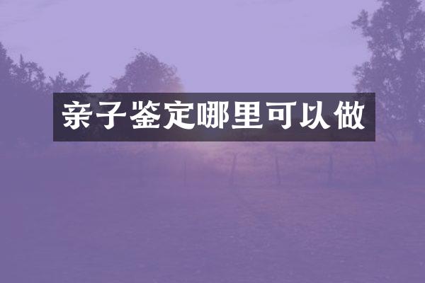 亲子鉴定哪里可以做