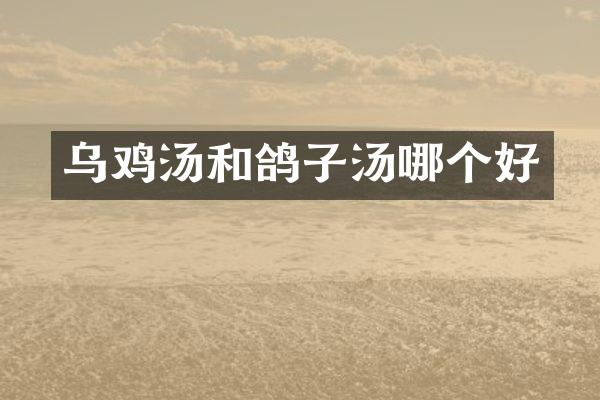 乌鸡汤和鸽子汤哪个好