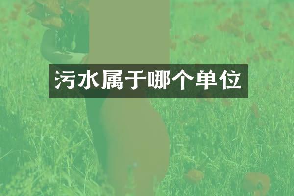 污水属于哪个单位