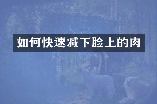 如何快速减下脸上的肉