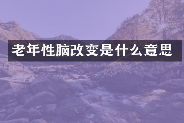 老年性脑改变是什么意思