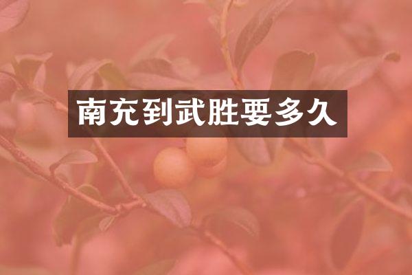 南充到武胜要多久