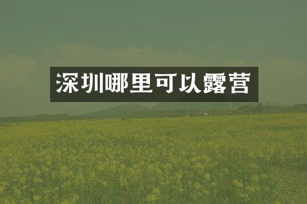 深圳哪里可以露营