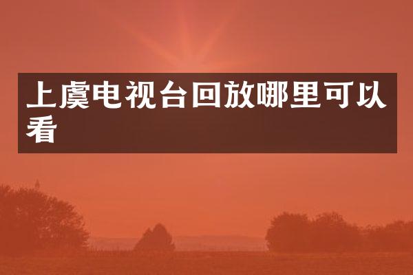 上虞电视台回放哪里可以看