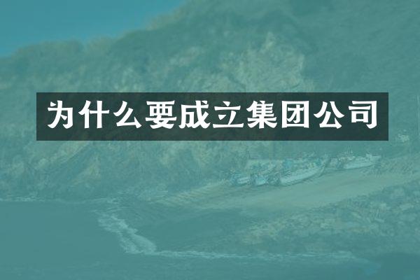 为什么要成立集团公司